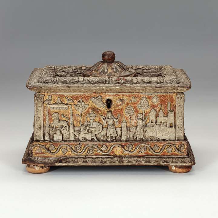 Pastiglia casket with mythological scenes